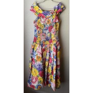 Vintage Floral Dress Women’s SZ 10 L/XL Long Handmade Clothing Thick Material